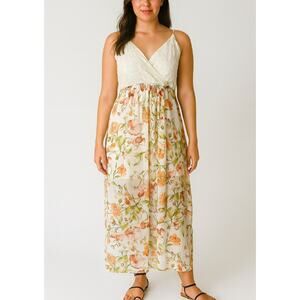 Women’s Floral Lace Maxi Dress Sleeveless Empire Waist Summer Boho Beach SZ SM